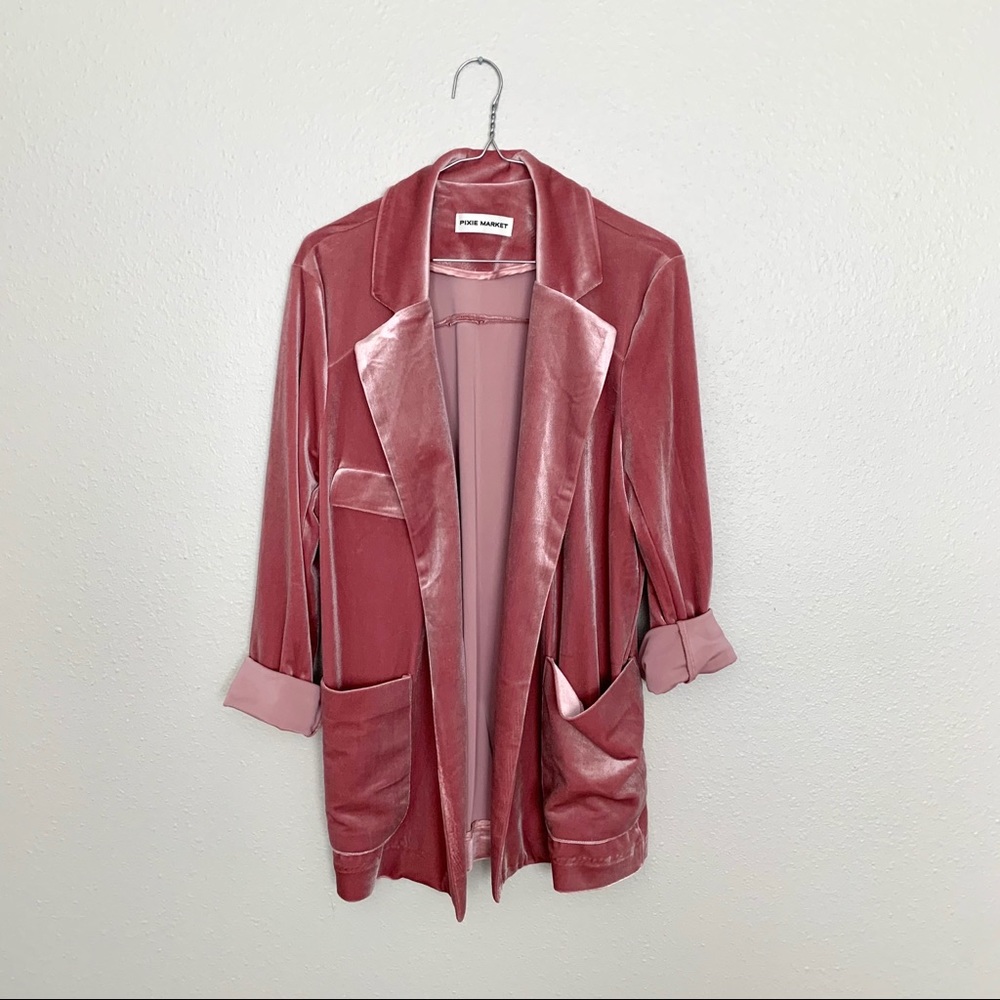 Pixie Market Pink Velvet Jacket - Picture 8 of 8